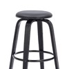 26" Harbor Backless Swivel Faux Leather Wood Counter Height Barstool Gray/Black - Armen Living: Round Seat, Footrest, Fixed Height - 3 of 4