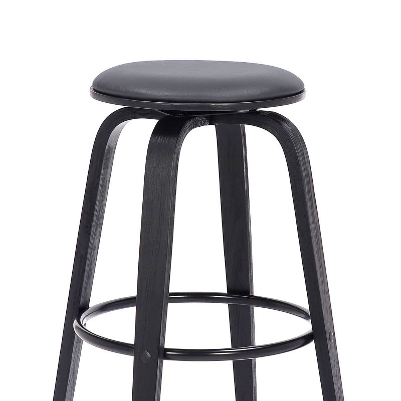 26&#34; Harbor Backless Swivel Faux Leather Wood Counter Height Barstool Gray/Black - Armen Living, 4 of 9