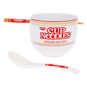 Silver Buffalo Nissin Cup Noodles 20-Ounce Ramen Bowl and Chopstick and Spoon Set - 1 of 4