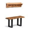 Alaterre Furniture Alpine Natural Brown Live Edge 36" Bench with Coat Hook Shelf Set Metal And Wood - 2 of 4
