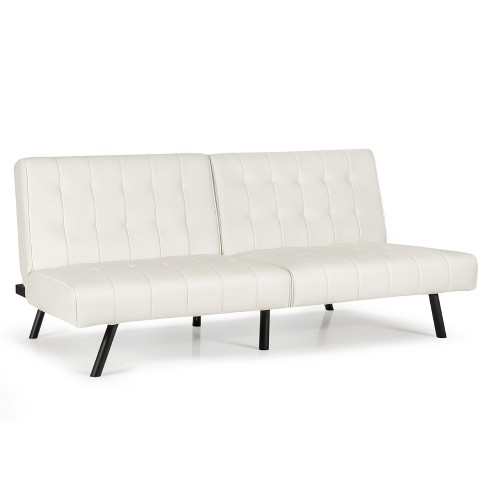 Costway Futon Bed pu Convertible Folding Couch Sleeper Lounge White : Target