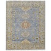 Green Blue and Yellow Wool Geometric Hand Knotted Area Rug With Fringe - 4 of 4