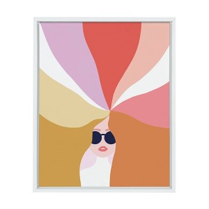 18" x 24" Sylvie Rainbow Girl Framed Canvas Wall Art by Dominique Vari White - Kate and Laurel - 1 of 4