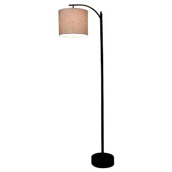 Downbridge Arc Floor Lamp Black with Tan Burlap Shade (Includes LED Light Bulb) - Threshold™