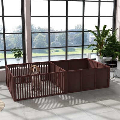 81'' Large Dog Whelping Box with Removable Doors and Two Rooms Indoor Puppy Pen for Large Breed Dogs - LAOTIES