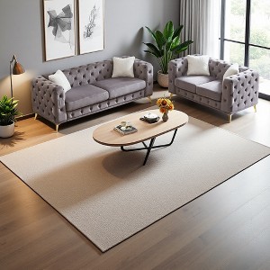 3+2 Velvet Modern Sofa with Tufted Buttons, Rolled Arms & 4 Cushions - 1 of 4