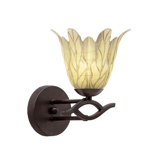 Toltec Lighting Revo 1 - Light Sconce in  Dark Granite with 7" Vanilla Leaf Shade - 1 of 1