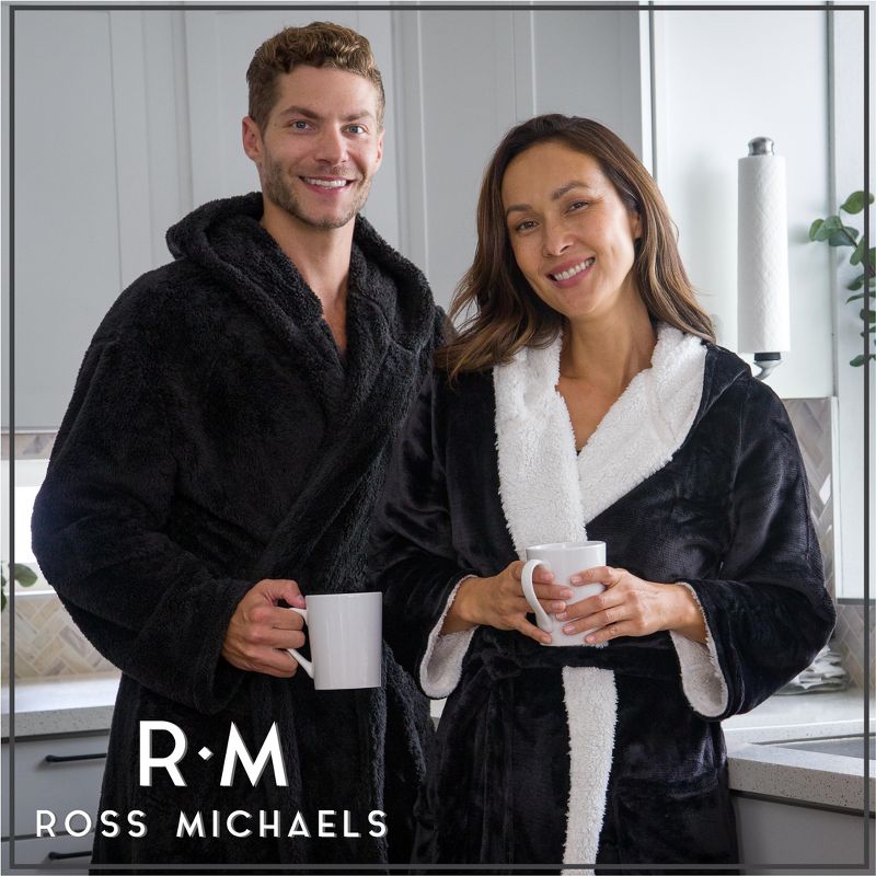 Ross Michaels Men's Big & Tall Robe with Hood, Full Length Long Plush Fleece Bathrobe, 3 of 7