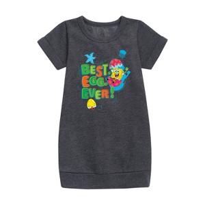 - SpongeBob SquarePants - Best Egg Ever Graphic Short Sleeve Fleece Dress - 1 of 4