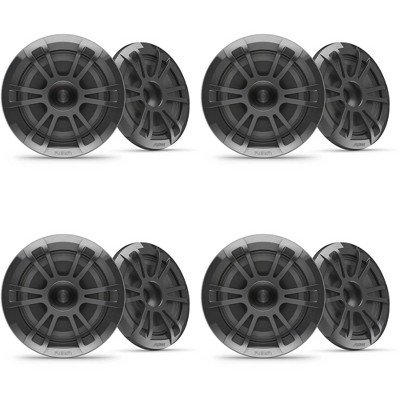Fusion Entertainment 4 Pairs EL-F653SPG EL Series 6.5" 80 Watt Full Range Shallow Mount Marine Speakers - Pair, Grey