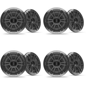 Fusion Entertainment 4 Pairs EL-F653SPG EL Series 6.5" 80 Watt Full Range Shallow Mount Marine Speakers - Pair, Grey - 1 of 4