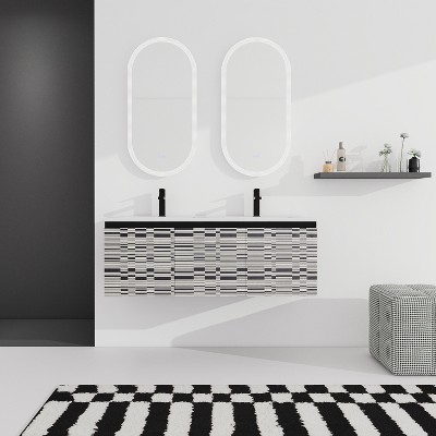 48''/24"/30"W Floating Wall-Mounted Bathroom Vanity with Unique Pattern Finish & Soft-Close Cabinet Door 4S - ModernLuxe