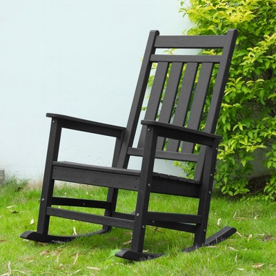 FURNIinspire Patio Accent Chairs Outdoor Rocking Chair, Oversized Rocking Chair, All Weather Resistant Porch Rocker, Gray, 35.04"*25.9"*41.34"