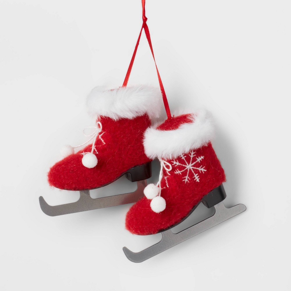 Case of Fabric Ice Skates Christmas Tree Ornament Red - Wondershop™