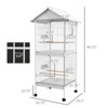 AZL1 Life Concept Pet Crate and House PawHut Wrought Metal Bird Cage Feeder with Rolling Stand Perches and Food Containers, White, 59.5"*27.25"*6.5" - 3 of 4