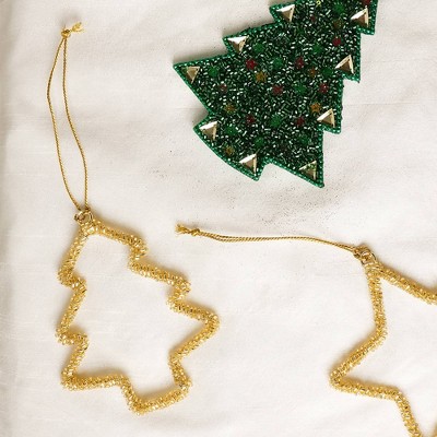 SEVOBAL Tree Ornaments Exquisite Beaded Tree Ornament, Radiant Festive Accessory for Christmas and Holiday Season Displays, Gold, 4.5"*1.25"*5"