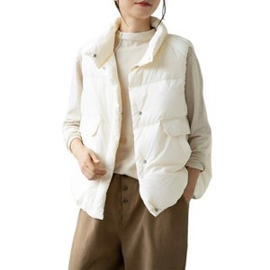 Womens Puffer Vest Ladies Sleeveless Zip Up Outerwear Warm Lightweight Down all Winter Jackets Coats - 1 of 4