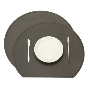 Unique Bargains Silicone Heat Resistant Waterproof Oil Proof Semicircle Placemats - 1 of 4