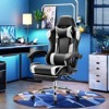 FURNIinspire Task And Office Chairs Pu Leather Computer Chair Task Chair With Footrest And Lumbar Support, Black And White, 28"*28"*52" - 2 of 4