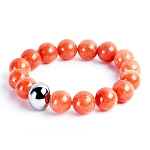 ELYA Women's Dyed Jade Stone and Steel Bead Stretch Bracelet (12mm) - 1 of 4