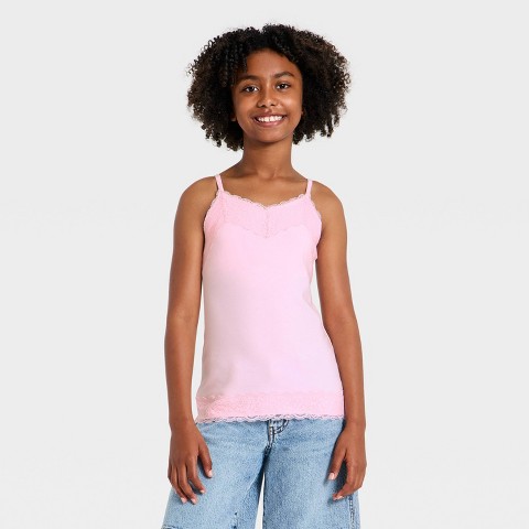 Art Class Girls' Lace Cami Top - art class™ Heather Gray M