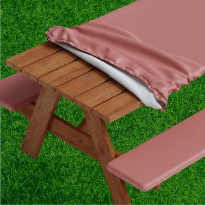 Tablecover With Bench Covers -Fitted With Elastic Vinyl With Flannel Back  Design by SORFEY - 1 of 4