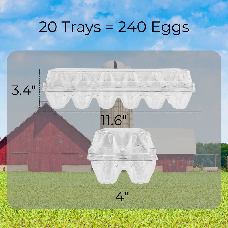 Cornucopia Brands Clear Plastic Egg Cartons, 20pk; Tri-Fold Containers for One Dozen Eggs, 3 of 9
