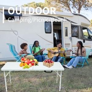 4ft Folding Table,Portable Heavy Duty Plastic Table With Handle, - 1 of 4