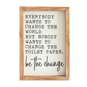 VIP Wood 10.75 in. Brown Be The Change Sign - 1 of 2