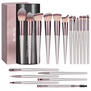 Makeup Brush Set 18 Pcs Premium Synthetic Foundation Powder Concealers Eye shadows Blush Makeup Brushes with black case - 1 of 4