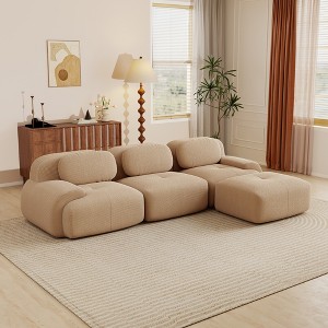 AENKYO 4 Seats with 2 Ottomans Modular Corduroy Sectional Sofa, Easy Assembly Required & Ergonomic Support Non-Slip Base Design - 1 of 4