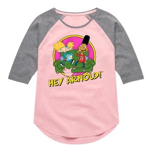 Girls' - Hey Arnold! - Arnold and Friends Shirt Tail Raglan Graphic T-shirt - 1 of 4