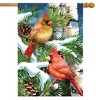 Briarwood Lane Snowy Cardinals Winter House Flag Pines Cones 28" - image 2 of 3