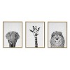 Kate and Laurel Sylvie Elephant, Giraffe and Lion Framed Canvas by Simon Te of Tai Prints, 3 Piece 18x24, Natural - 2 of 4