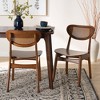Baxton Studio 2pc Hesper Wood and Rattan Dining Chair Set Walnut Brown/Light Brown: Mid-Century, Crescent Backrest, Angled Legs - 3 of 4