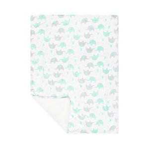 Everyday Kids Gray and Green Elephant Baby Blanket – 30" x 40", High Pile Fleece and Mink - 1 of 4