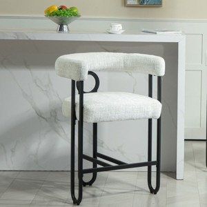Bar Stool for Sale, Modern Chenille Upholstered Counter Height Bar Stool with Three Legs,Kitchen Island Bistro Pub Bar Stool-Cuddlewood - 1 of 4