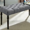 Syemin Ottomans and Benches Leviton Fabric Tufted Turned Leg Dining Bench, Modern Storage Shoe Bench, Rustic Entryway Bench, Gray, 48"*16"*19.5" - 2 of 4