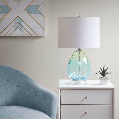 Borel Ombre Glass Table Lamp with White Drum Shade