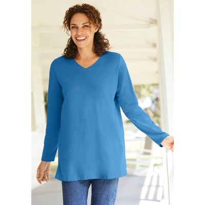 Woman Within Perfect Long-Sleeve V-Neck Tunic