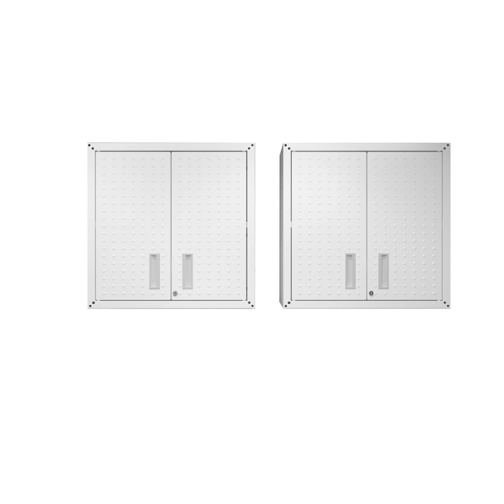 Photos - Wardrobe Manhattan Comfort Fortress Set of 2 Floating Garage Cabinets White