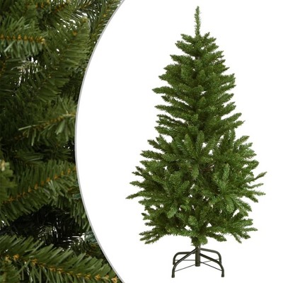 vidaXL Green Artificial Hinged Christmas Tree with Stand - 47.2" Height, Lifelike PVC Tips, Sturdy Metal Stand