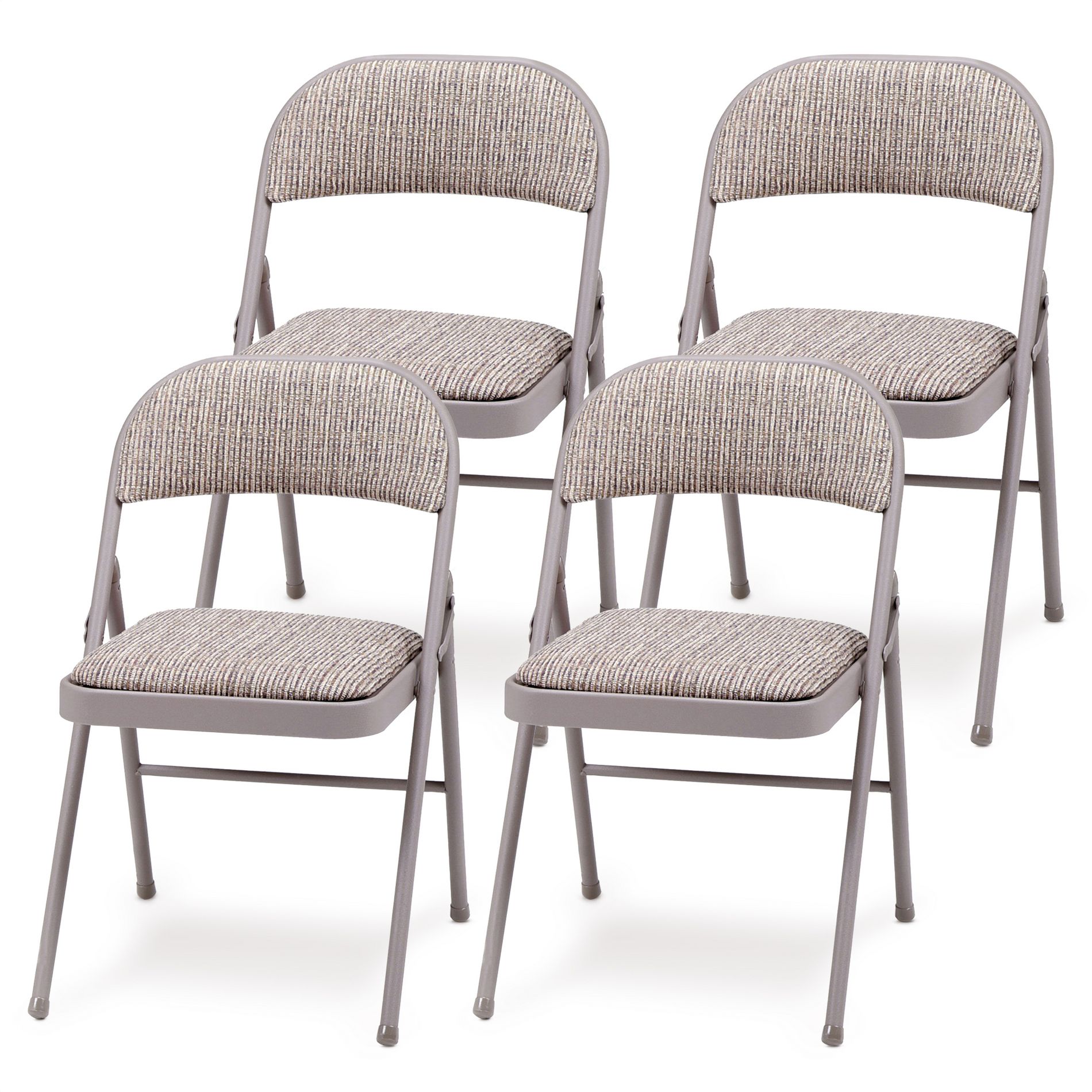MECO Sudden Comfort Deluxe Metal Fabric Padded Folding Chair Set for Indoor Home Special Occasions or Outdoor Events, Chicory Lace (Set of 4)