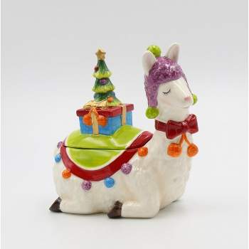 Kevins Gift Shoppe Ceramic Christmas Alpaca/Llama Candy Box