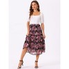 INSPIRE CHIC Women's Floral Elastic Waist Tiered Ruffle Boho Midi Skirts - 2 of 4