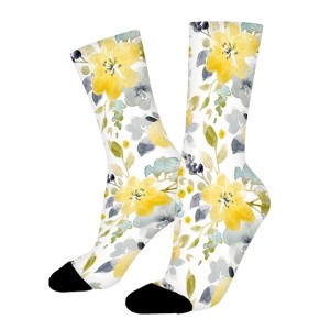 Beautiful Watercolor Floral Women Printed Crew Socks Funny Funky Socks Soft Polyester Novelty Gifts for Artists Men - 1 of 1