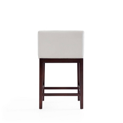 Kingsley 34" Ivory and Dark Walnut Leather Counter Stools, Set of 2