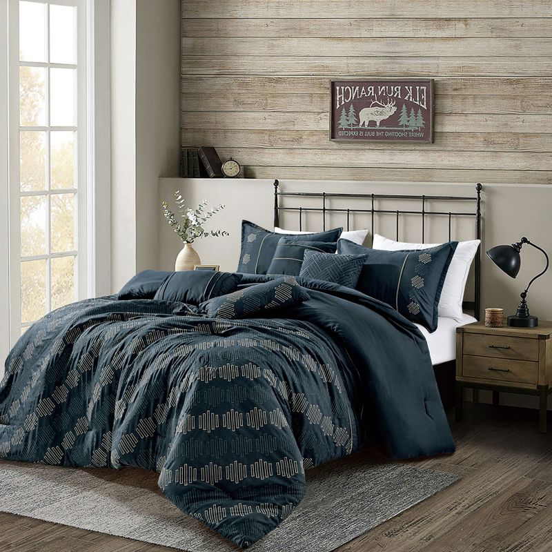 Esca Eulanda Elegant & Stylish 7pc Comforter Set:1 Comforter, 2 Shams, 2 Cushions, 1 Decorative Pillow, 1 Breakfast Pillow, 1 of 6
