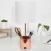 Creekwood Home Sleek Functional Accent Table Lamp with USB Rose Gold White Shade - 4 of 4