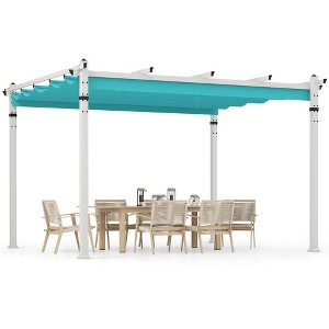 Tangkula 12' x 10' Outdoor Pergola w/ Retractable Canopy Aluminum Frame Anchors Patio - 1 of 4